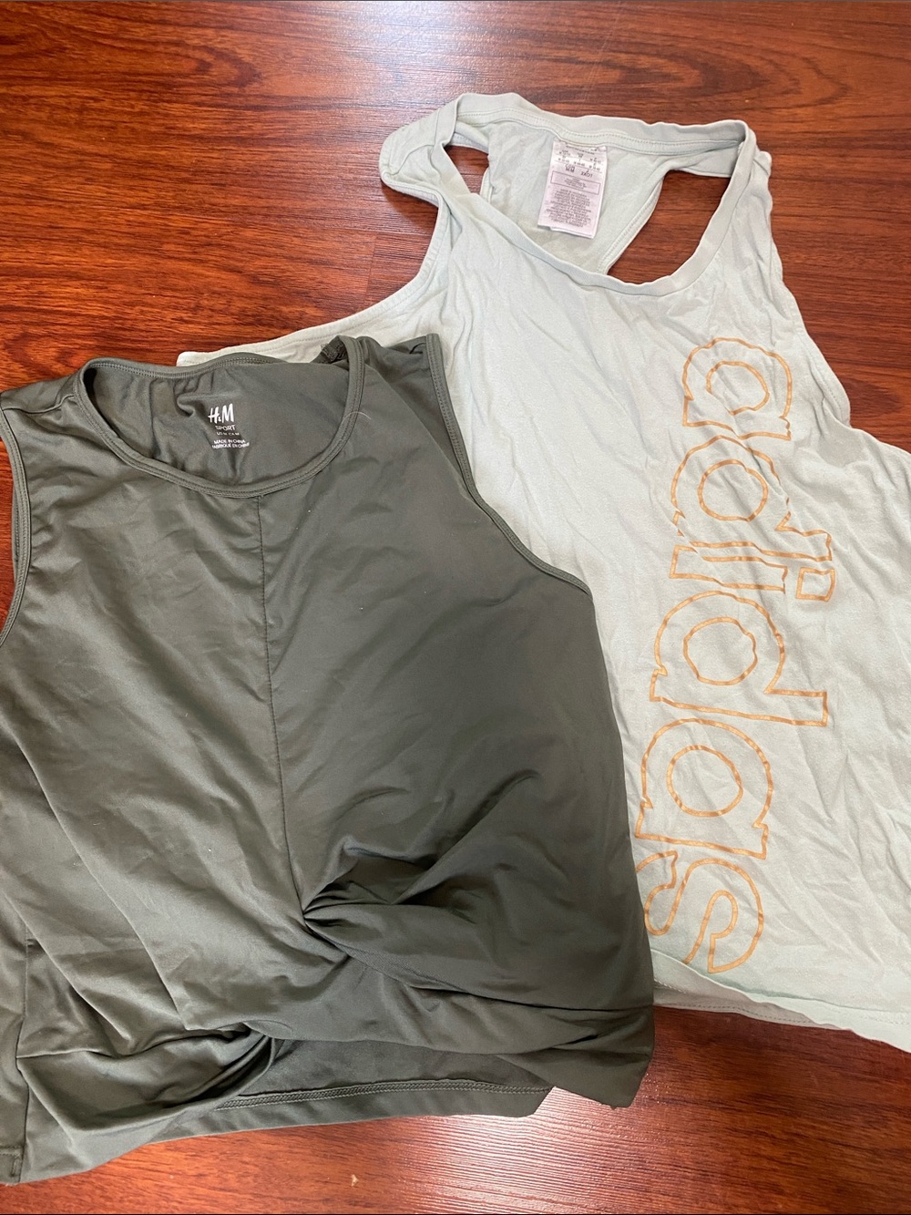 H&M Olive Green Tank & Light Mint Graphic Racerback